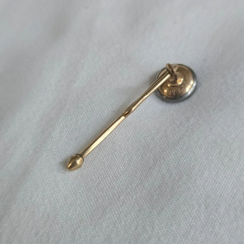 VTG Krementz Collar Button OS Mens Gold White Mother Of Pearl Formal Tuxedo Stud